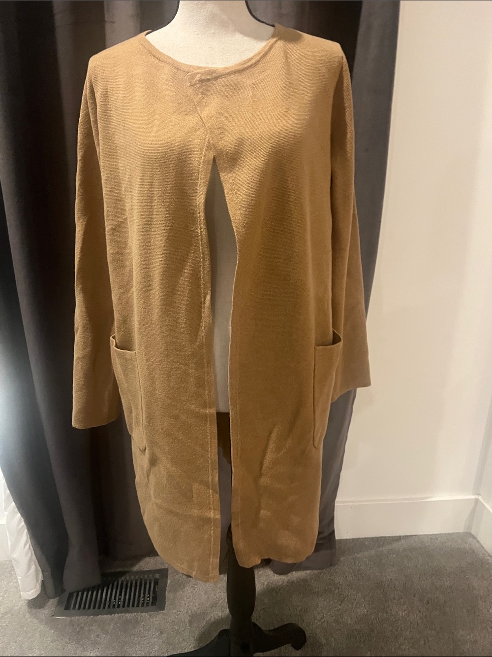 J. Crew Camel Open-Front Long Knit Cardigan